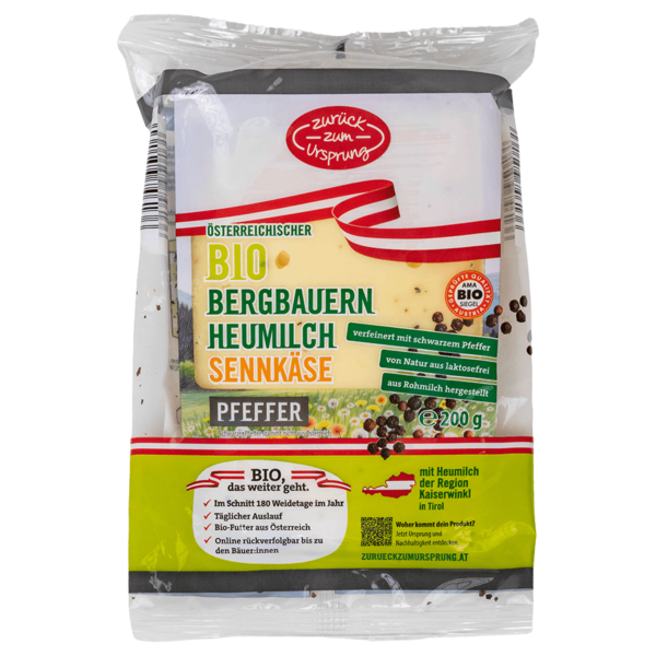 Bio-Heumilch Sennkäse Pfeffer 200g